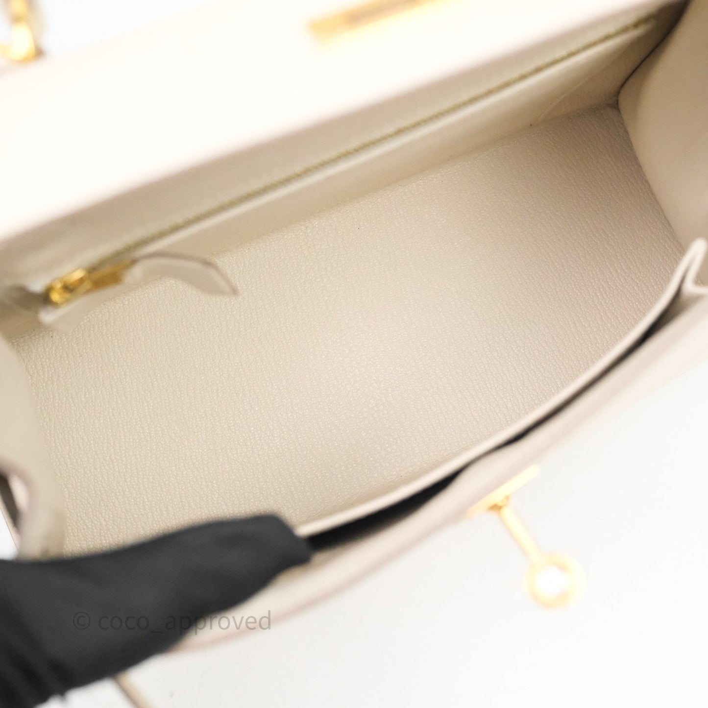 Hermes Kelly 25 Craie Epsom Gold Hardware