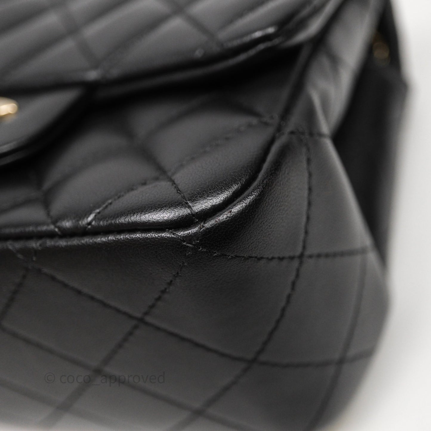 Chanel Mini Square Quilted Black Lambskin Gold Hardware