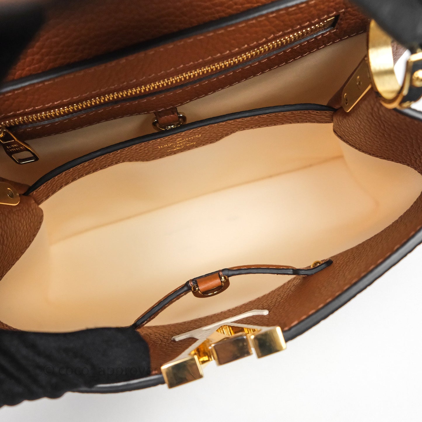 Louis Vuitton Taurillon Capucines BB Tan Gold Hardware