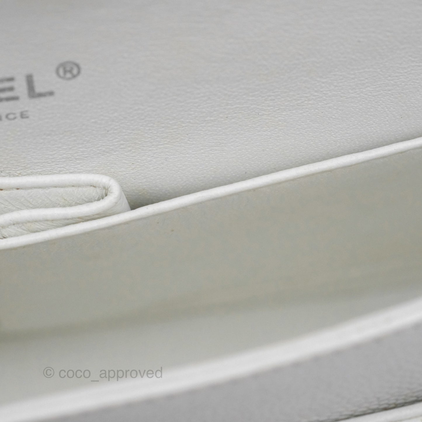 Chanel Classic M/L Medium Double Flap White Caviar Silver Hardware