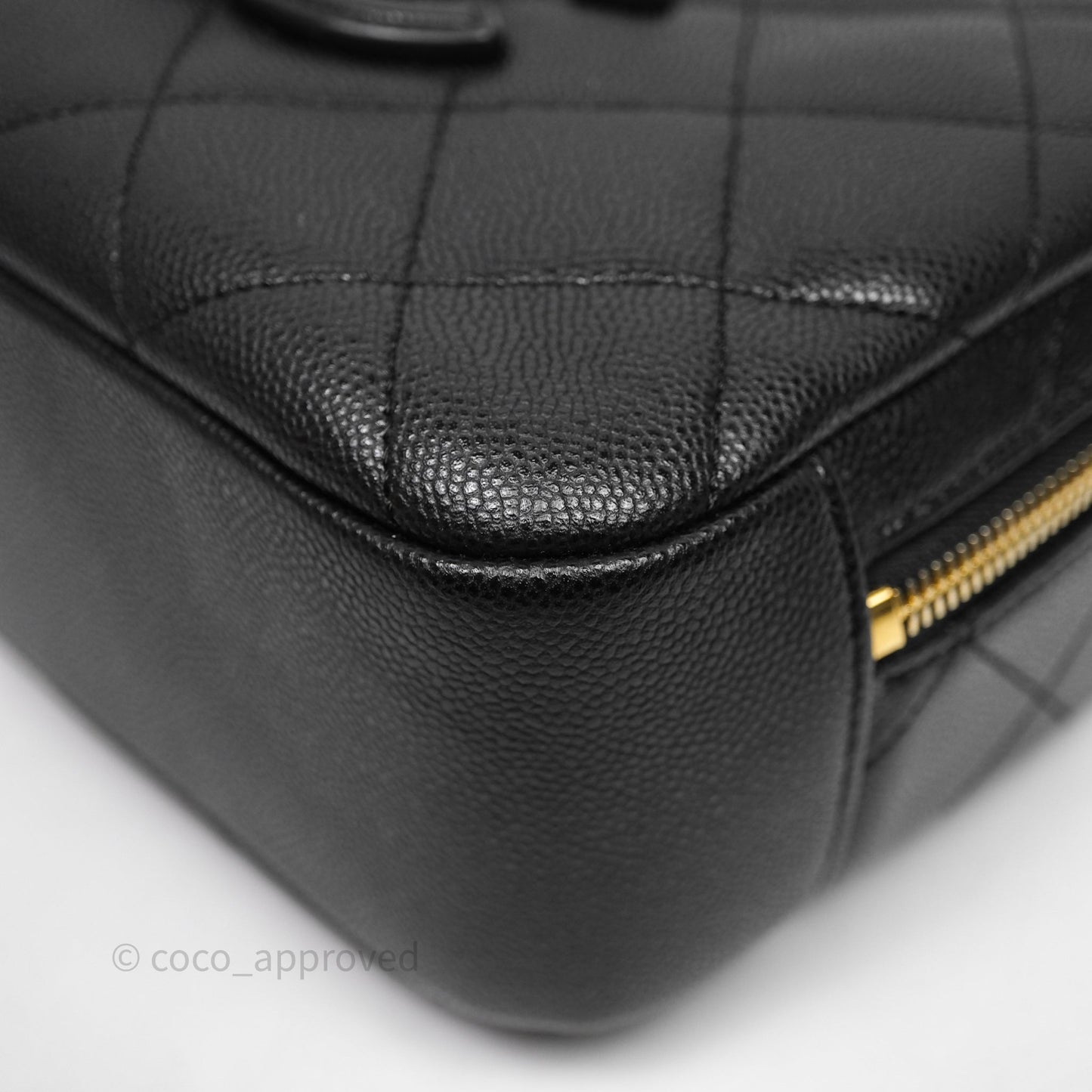 Chanel CC Top Handle Vanity Case Black Caviar Gold Hardware 23P