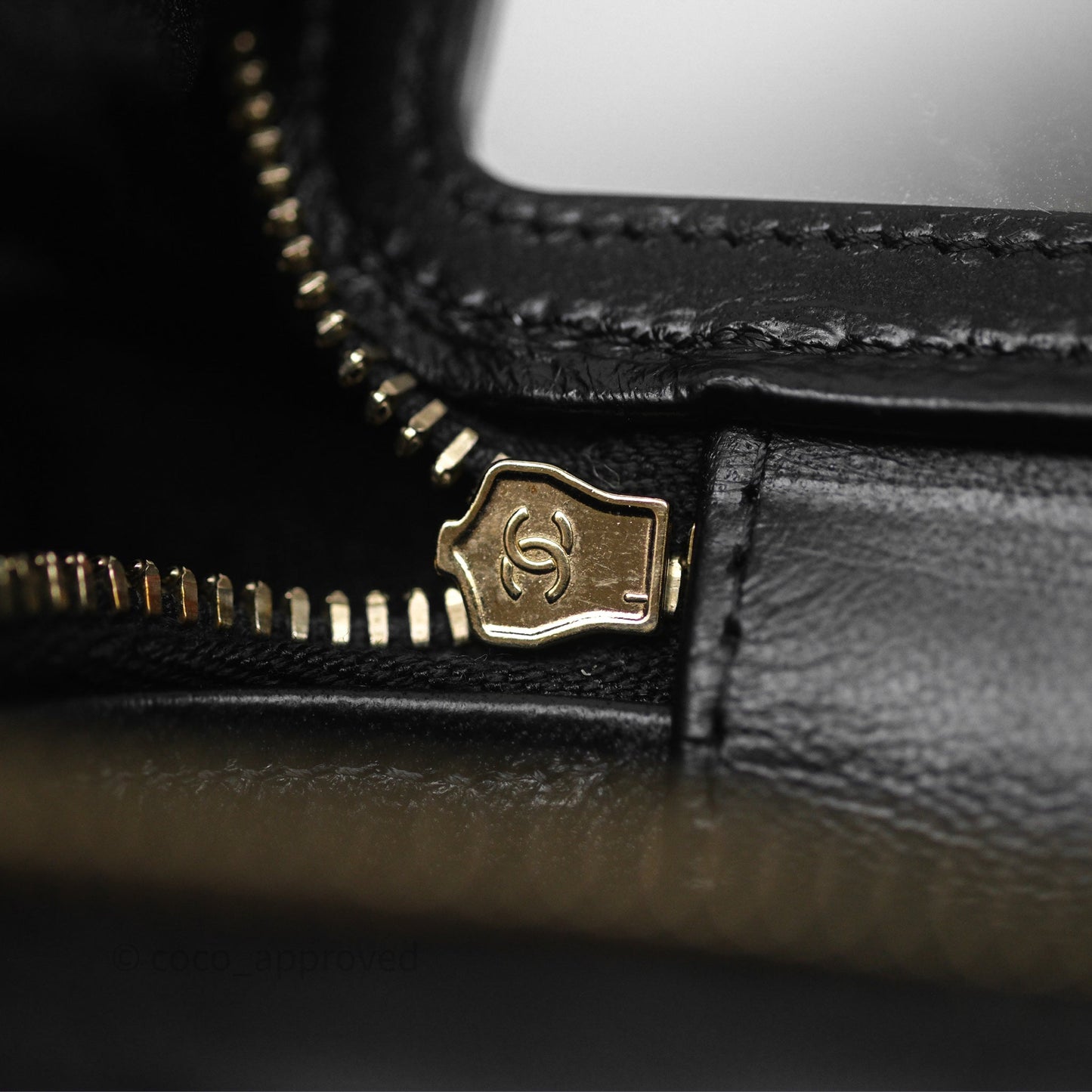 Chanel Mini Metal Top Handle Vanity With Chain Black Lambskin Aged Gold Hardware