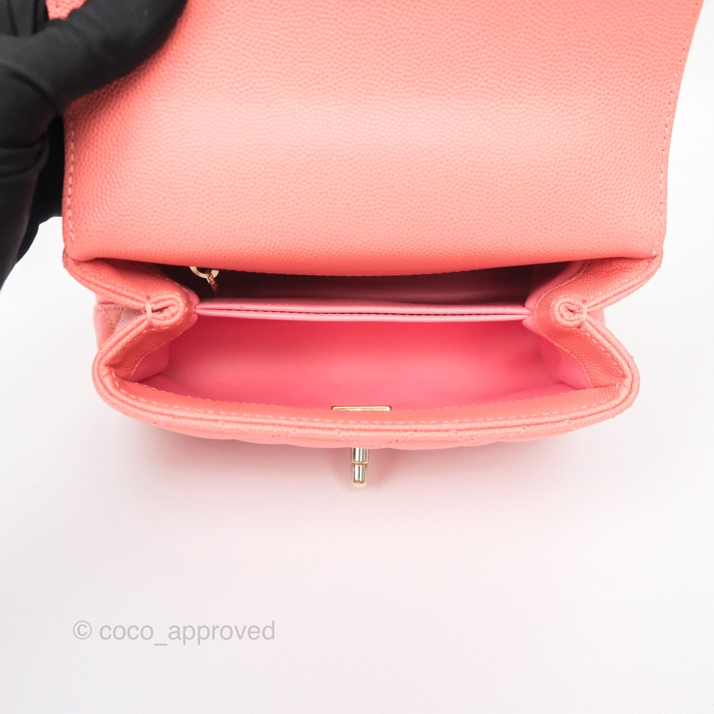 Chanel Mini Coco Handle Quilted Pink Caviar Gold Hardware