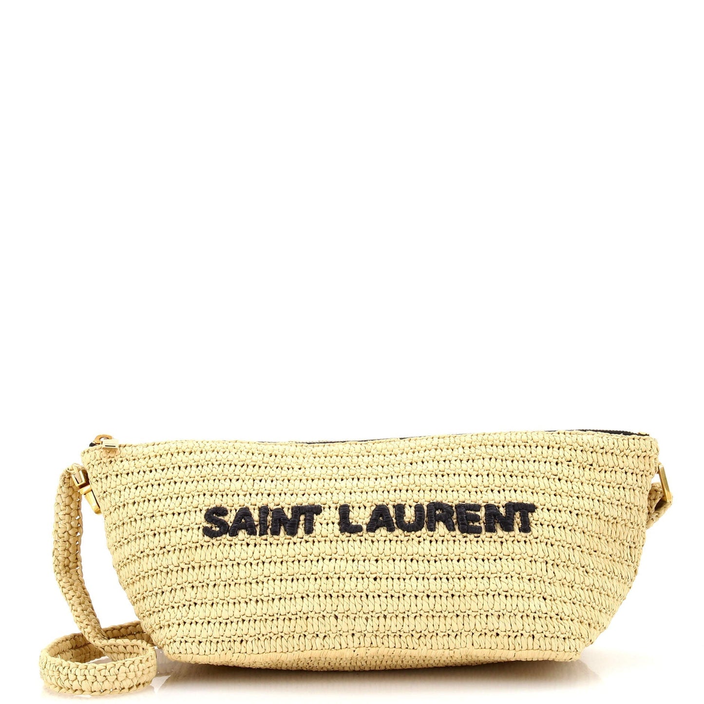 Luxury Saint Laurent Tuc Logo Crossbody Bag Woven Raffia