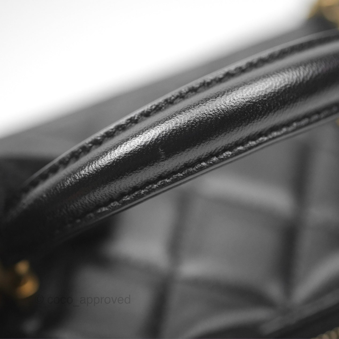 Chanel Vanity Rectangular Top Handle Black Lambskin Gold Hardware