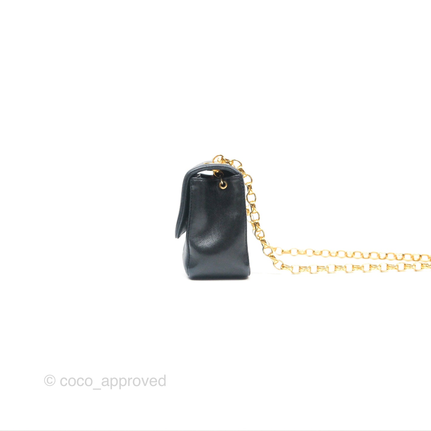 Chanel Vintage Mini Bijoux Chain Flap Black Lambskin Gold Hardware