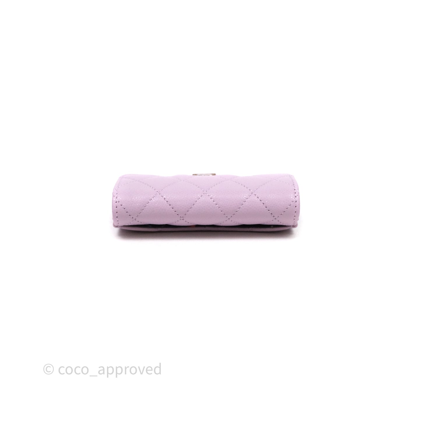Chanel Quilted Flap Card Holder Purple Caviar Gold Hardware