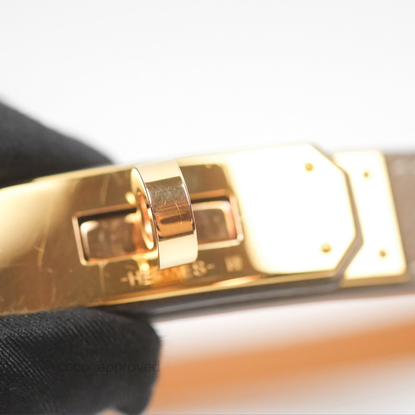 Hermès Epsom Kelly Buckle Belt Etoupe 18 Rose Gold Hardware