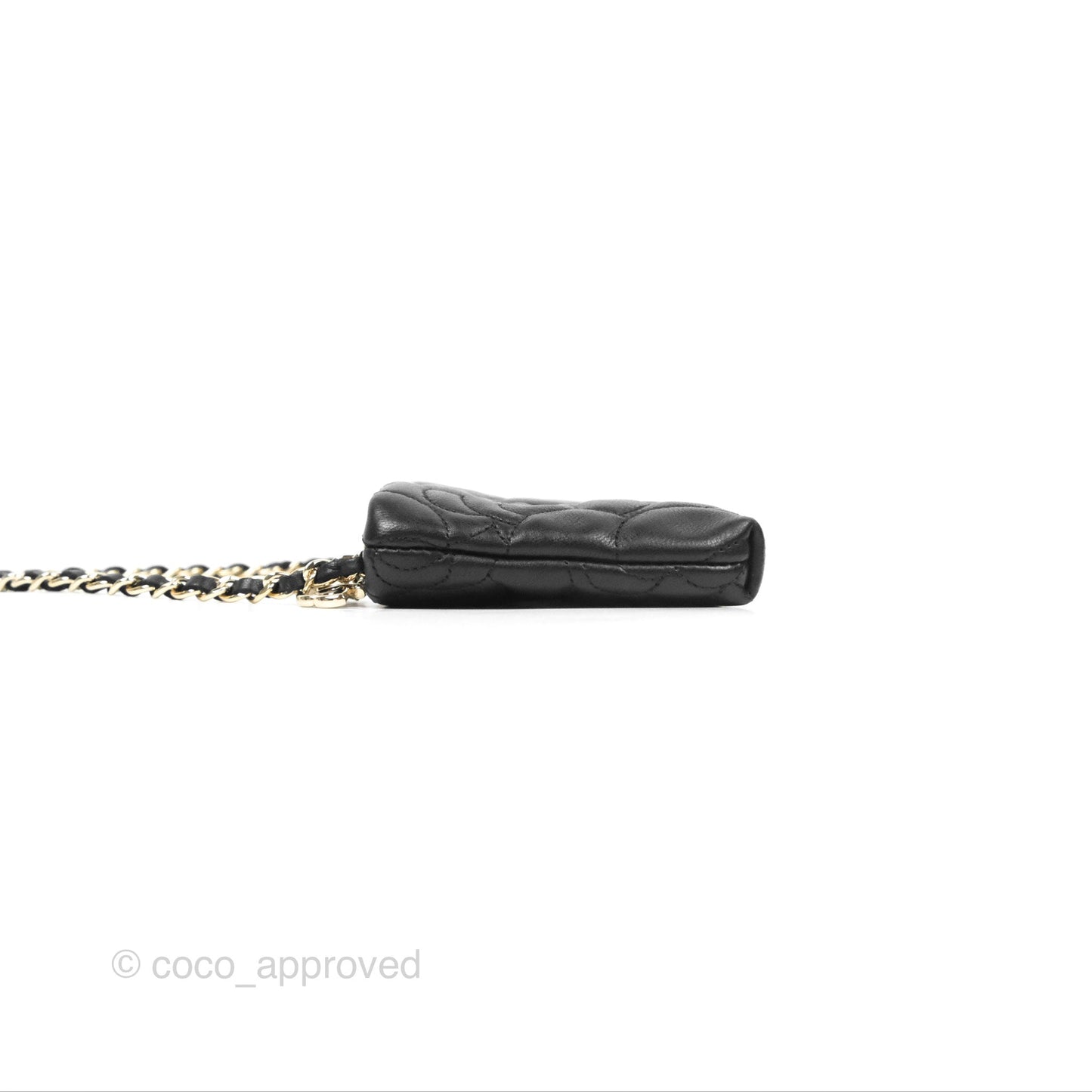 Chanel Camellia Pochette Clutch Black Lambskin Gold Hardware
