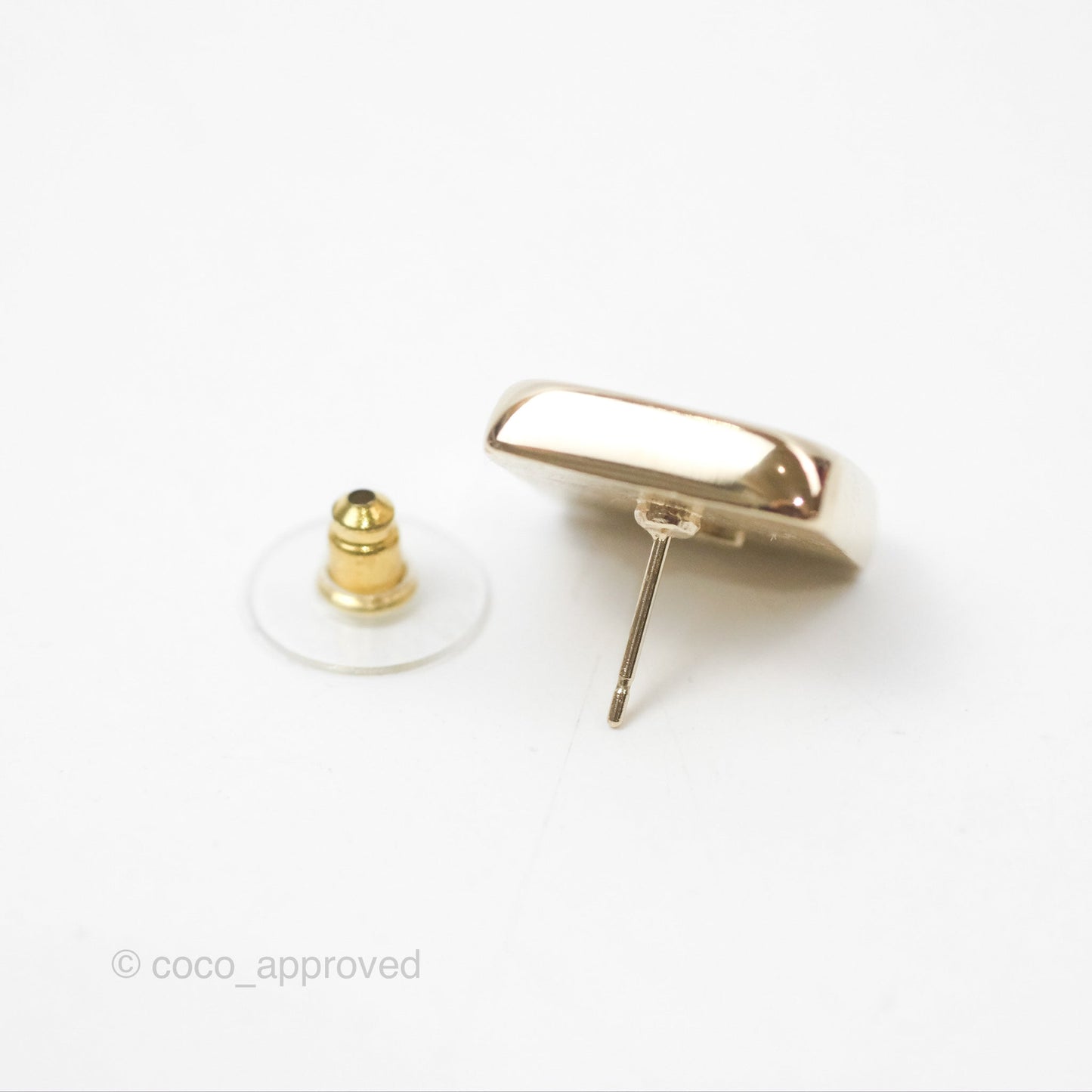 Chanel Square Black Crystal CC Earrings Gold Tone 22P