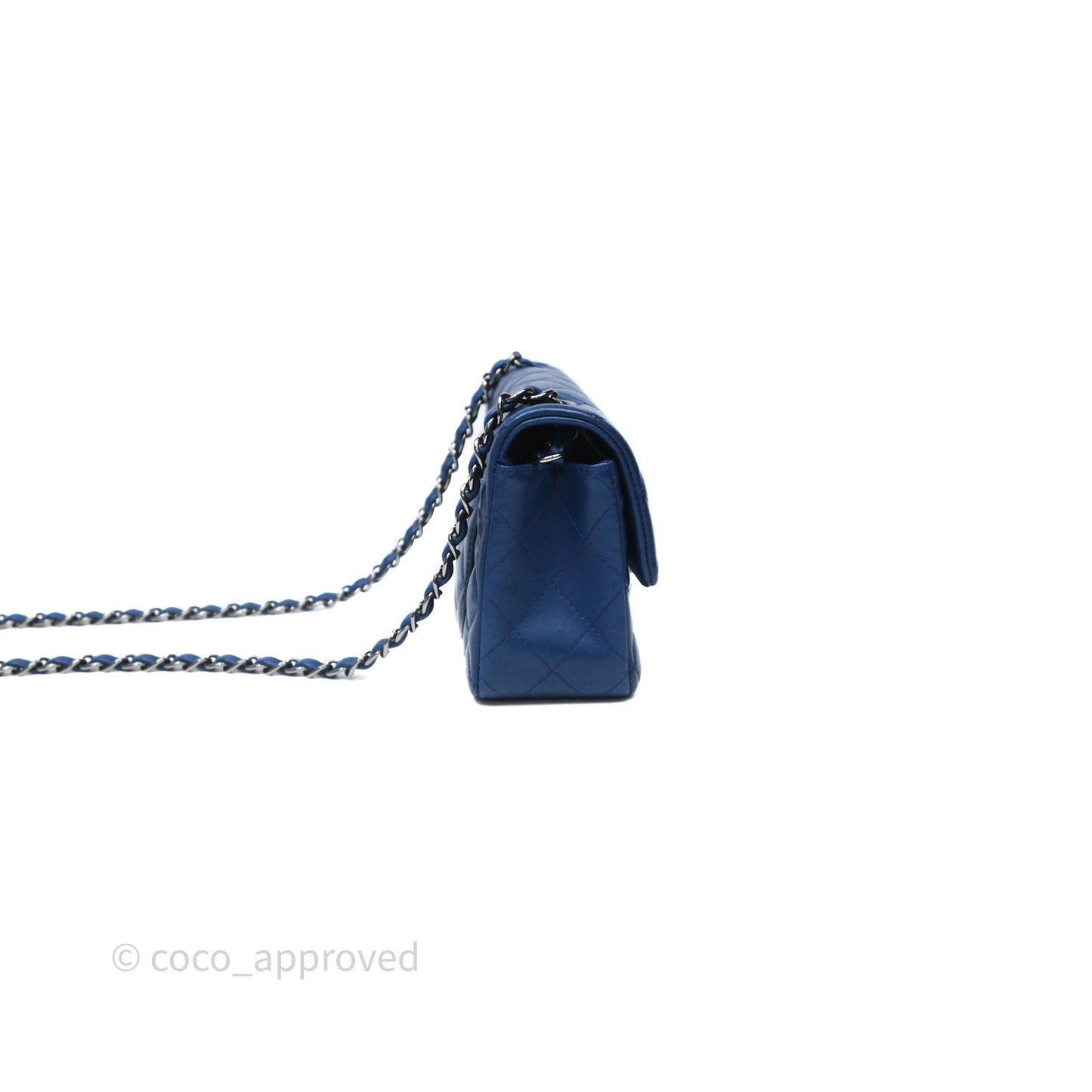 Chanel Mini Rectangular Flap Quilted Navy Lambskin Silver Hardware