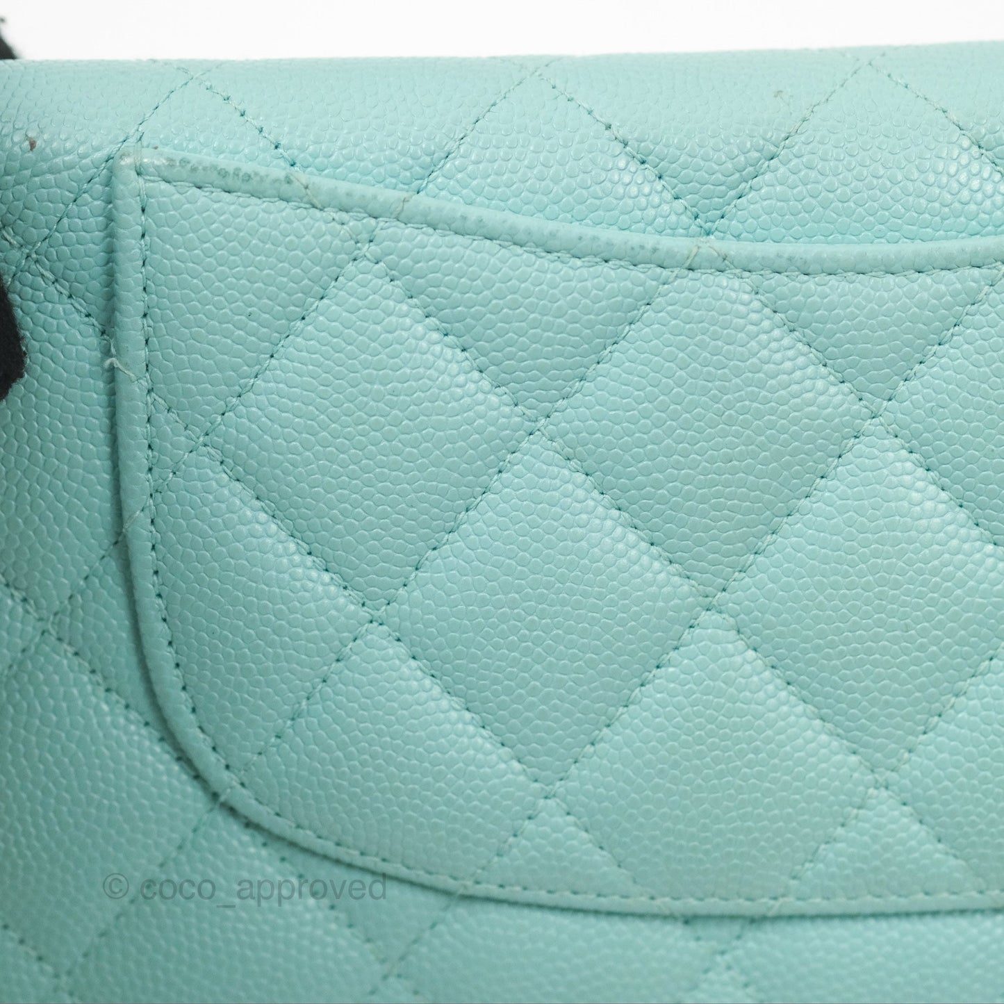 Chanel Classic Quilted Long Wallet Tiffany Blue Caviar Gold Hardware