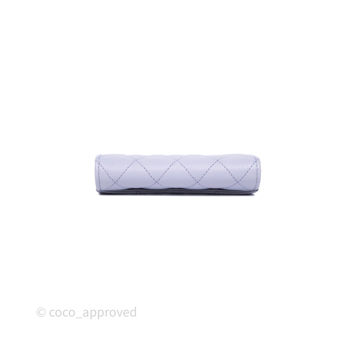 Chanel Quilted Flap Card Holder Lilac Caviar Silver Hardware