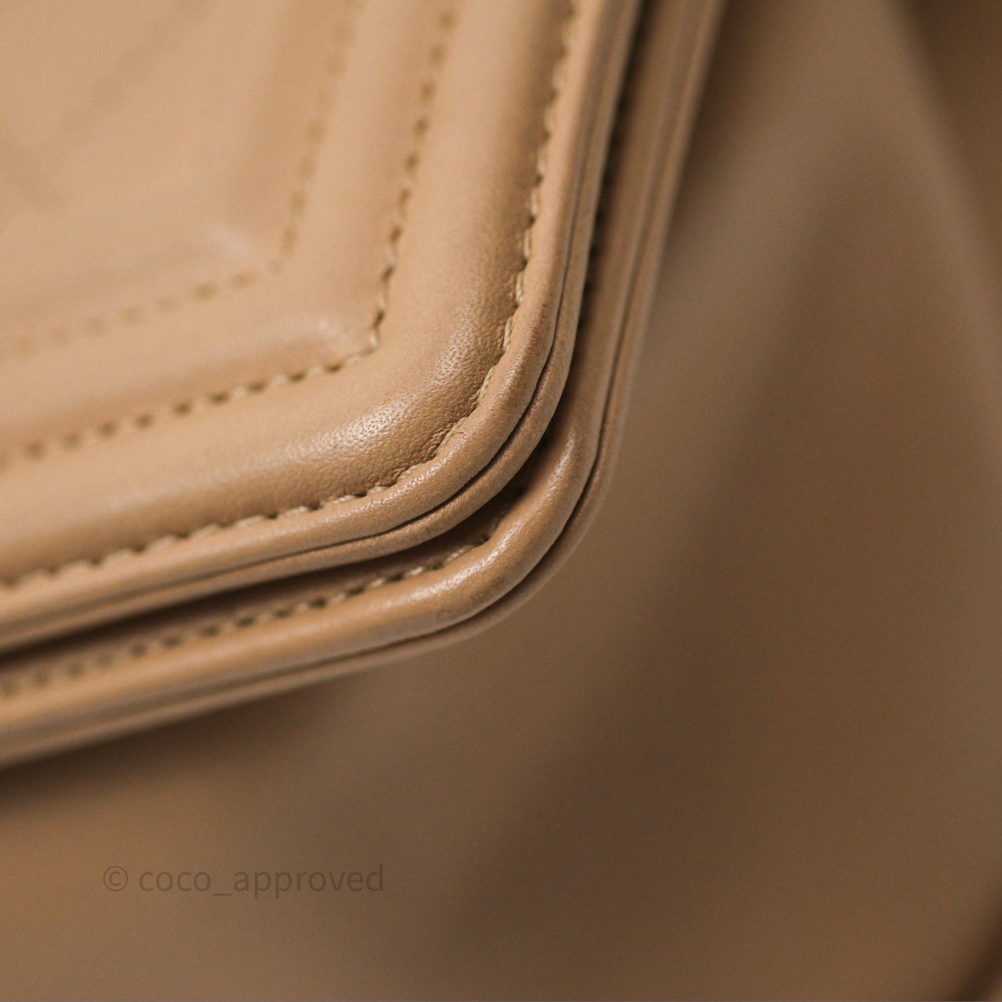 Chanel Boy Quilted Medium Beige Calfskin Gold Hardware