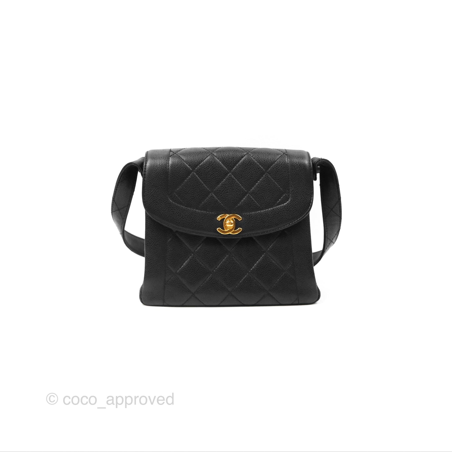 Chanel Shoulder Vintage Black Caviar 24K Gold Hardware