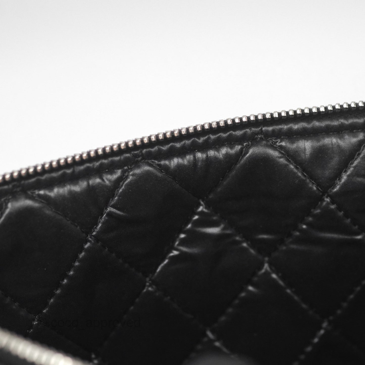 Chanel Mademoiselle Quilted Large O Case Clutch Black Lambskin