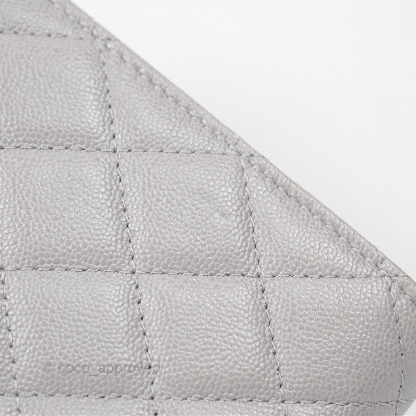 Chanel Quilted Phone Holder Grey Caviar Gold Hardware