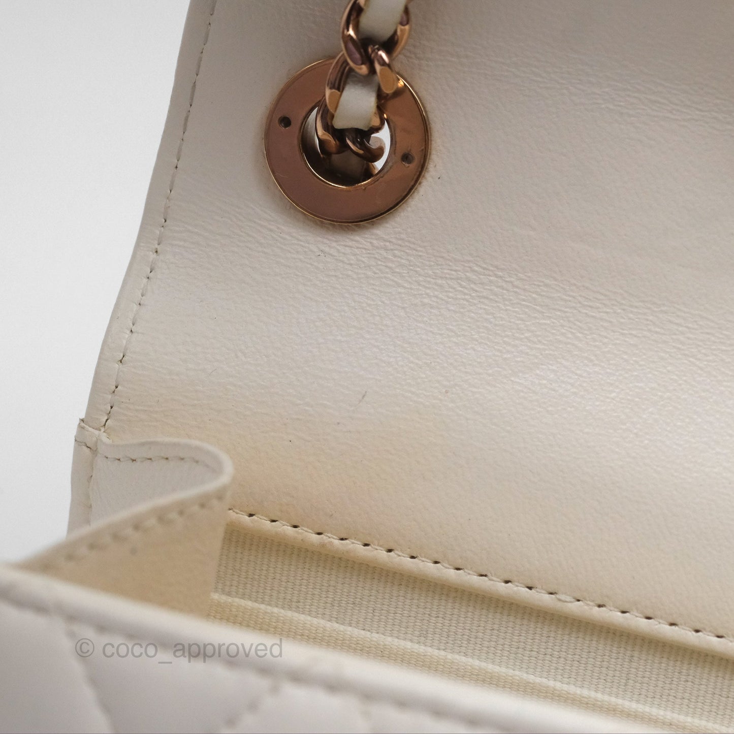 Chanel Mini Quilted Trendy CC Clutch With Chain White Lambskin Rose Gold Hardware