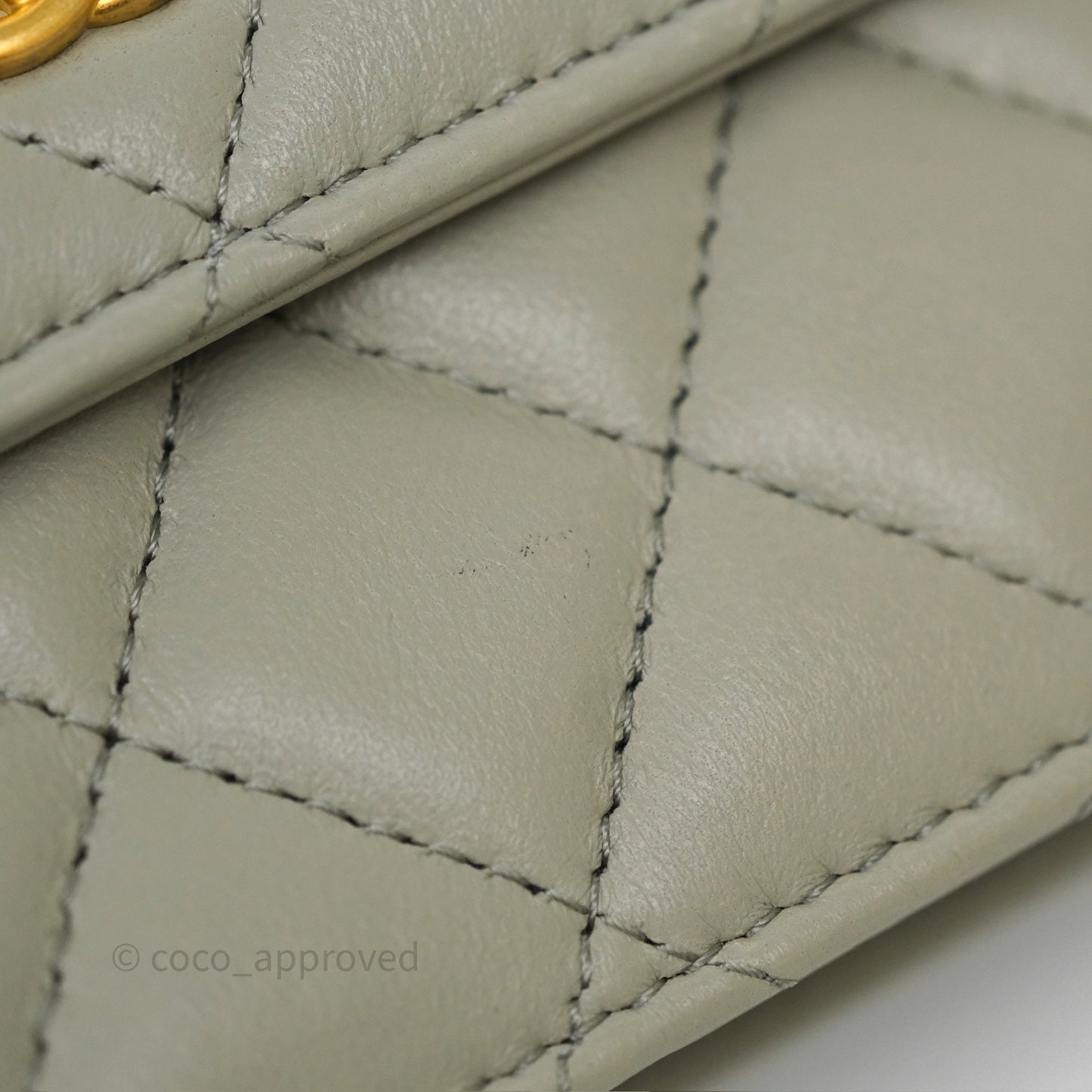 Chanel Pearl Crush Mini Clutch Belt Bag Grey Lambskin Aged Gold Hardware