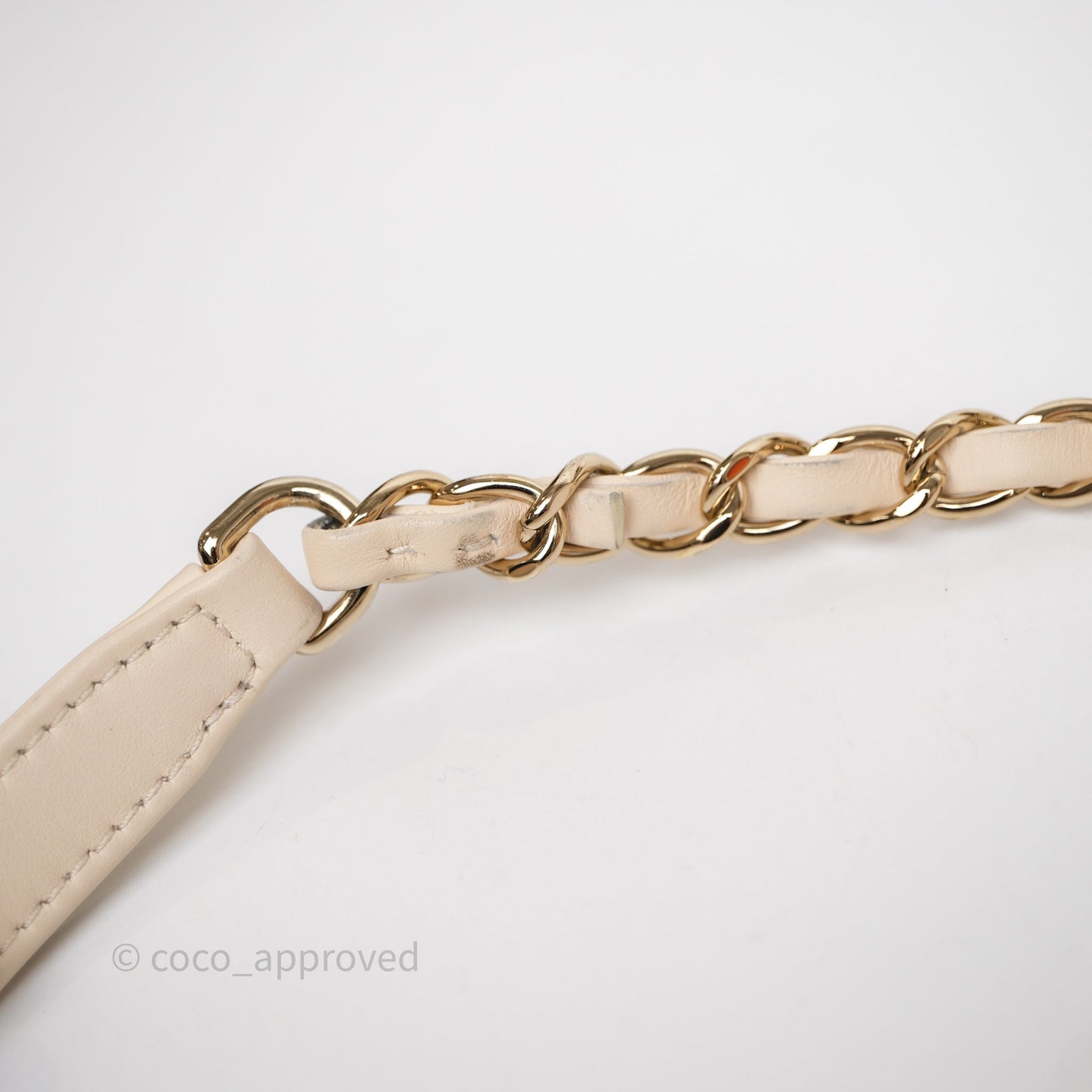 Chanel New Small Deauville Cream Ivory Canvas Light Gold Hardware