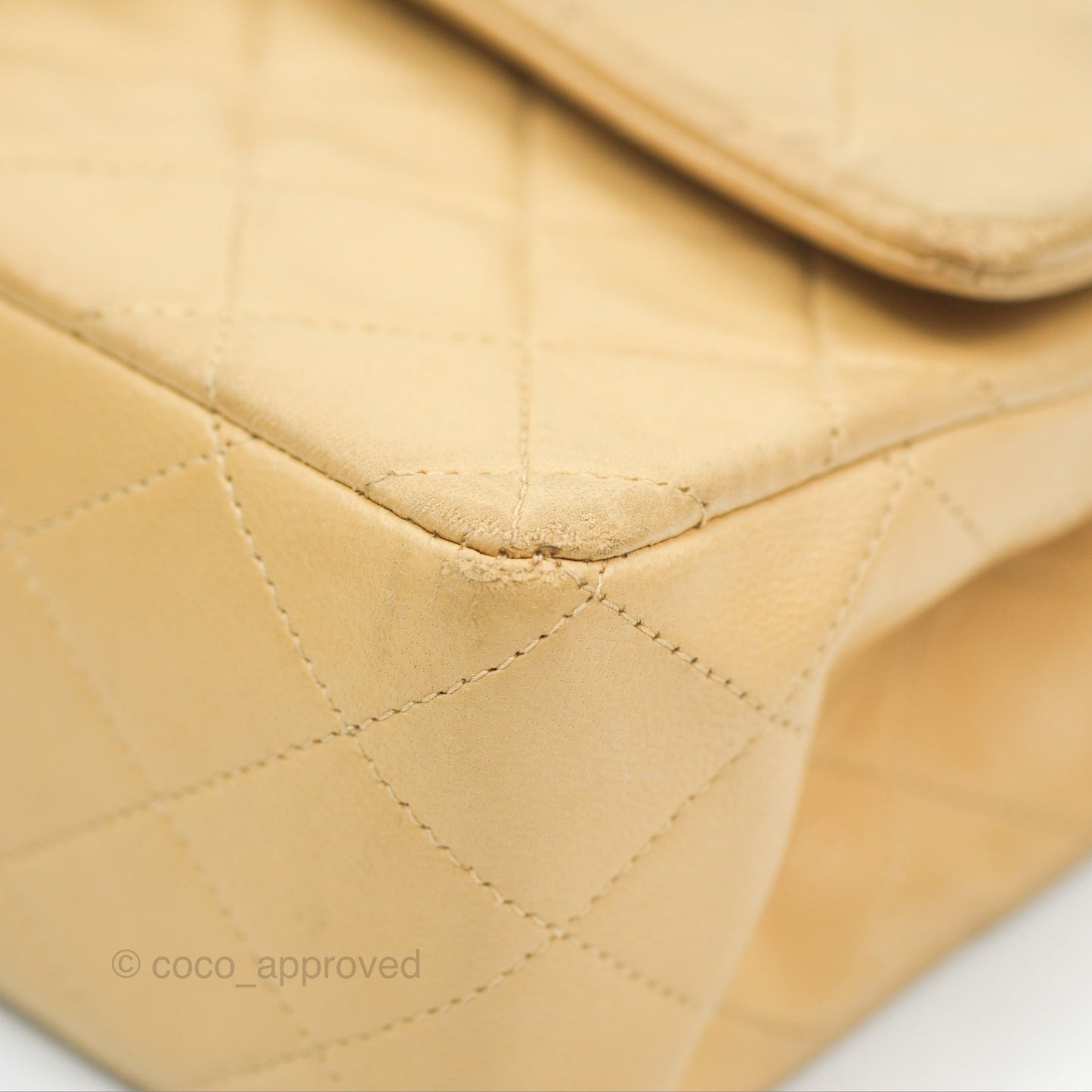 Chanel Vintage Medium Classic Flap Beige Lambskin 24K Gold Hardware