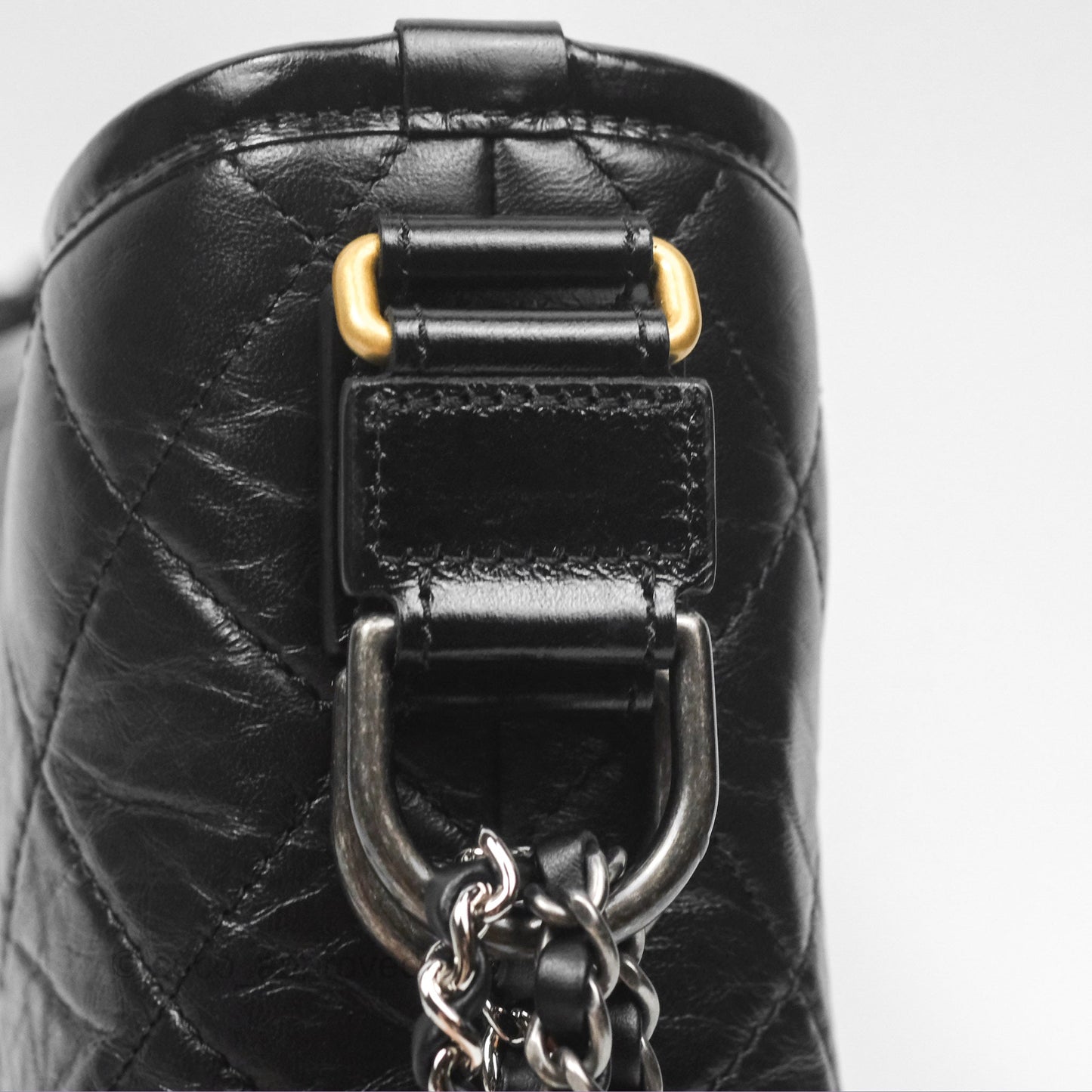 Chanel Small Gabrielle Hobo Quilted Black Aged Calfskin