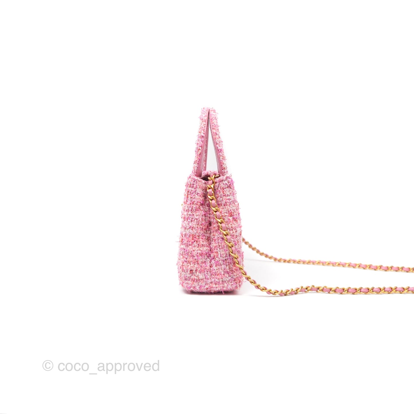 Chanel Kelly Bag Pink Tweed Aged Gold Hardware