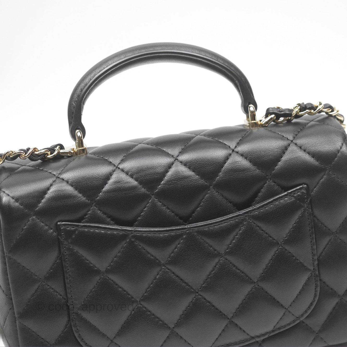 Chanel Top Handle Mini Rectangular Flap Bag Black Lambskin Gold Hardware