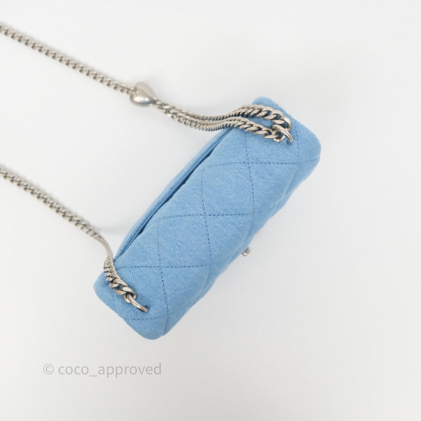 Chanel Heart Crush Mini Flap Bag Blue Denim Aged Silver Hardware