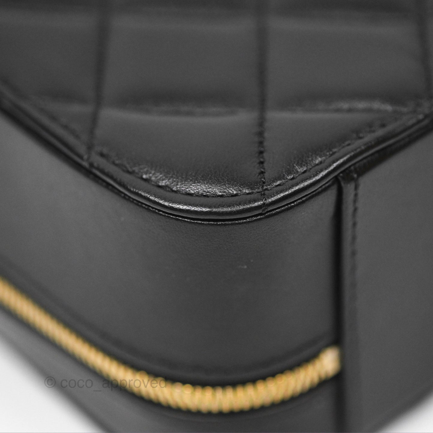 Chanel Top Handle Vanity Case Black Lambskin Aged Gold Hardware 22A