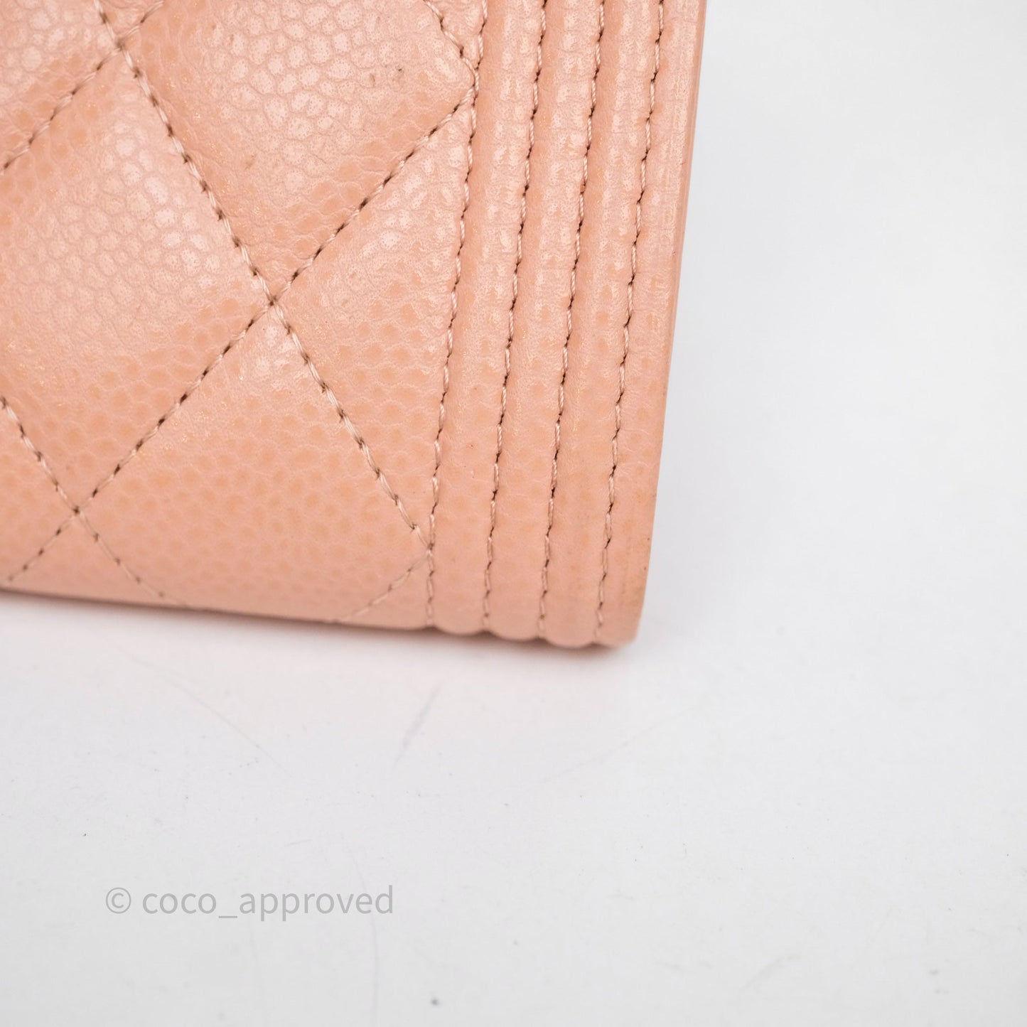 Chanel Quilted Boy Medium Trifold Flap Wallet Pink Caviar Gold Hardware