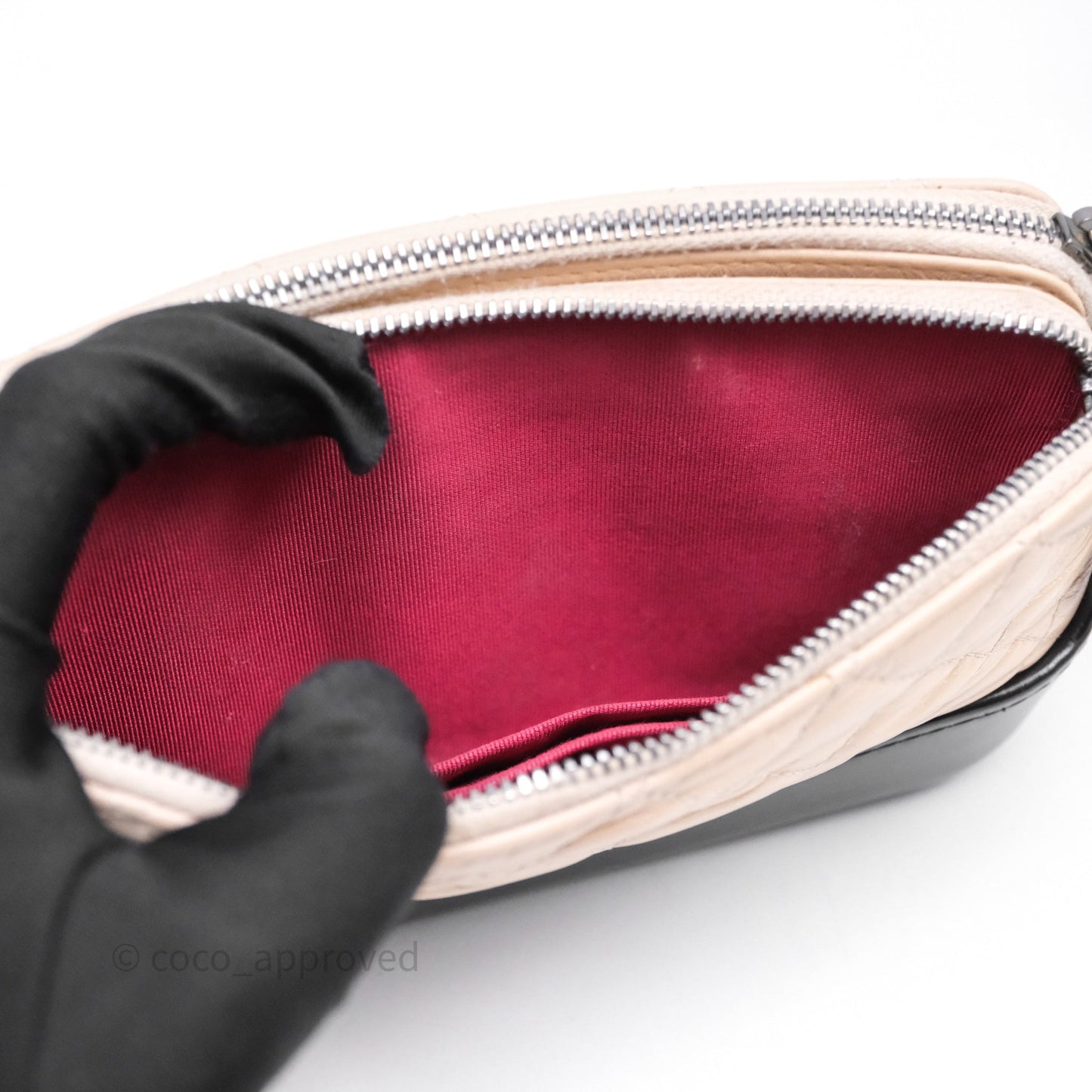 Chanel Gabrielle Clutch With Chain Aged Calfskin Black Beige Mixed Hardware
