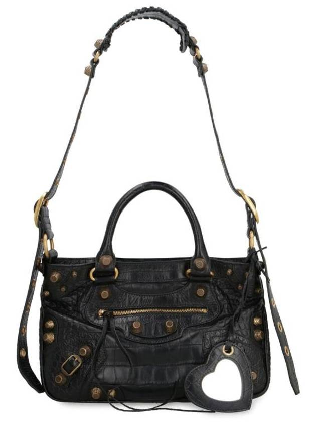 Luxury Balenciaga Neo Cagole Medium Leather Tote Bag Black
