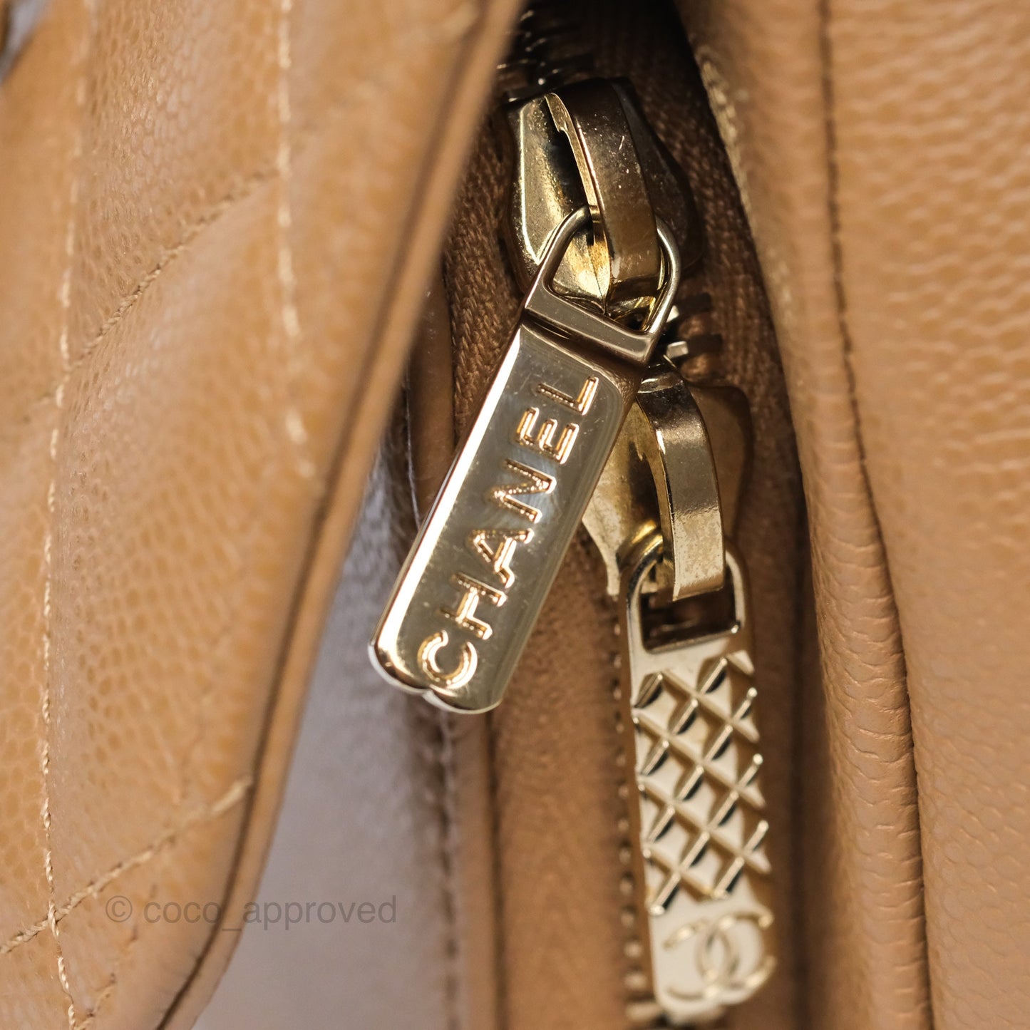 Chanel Quilted Medium Business Affinity Flap Dark Beige Caviar Gold Hardware
