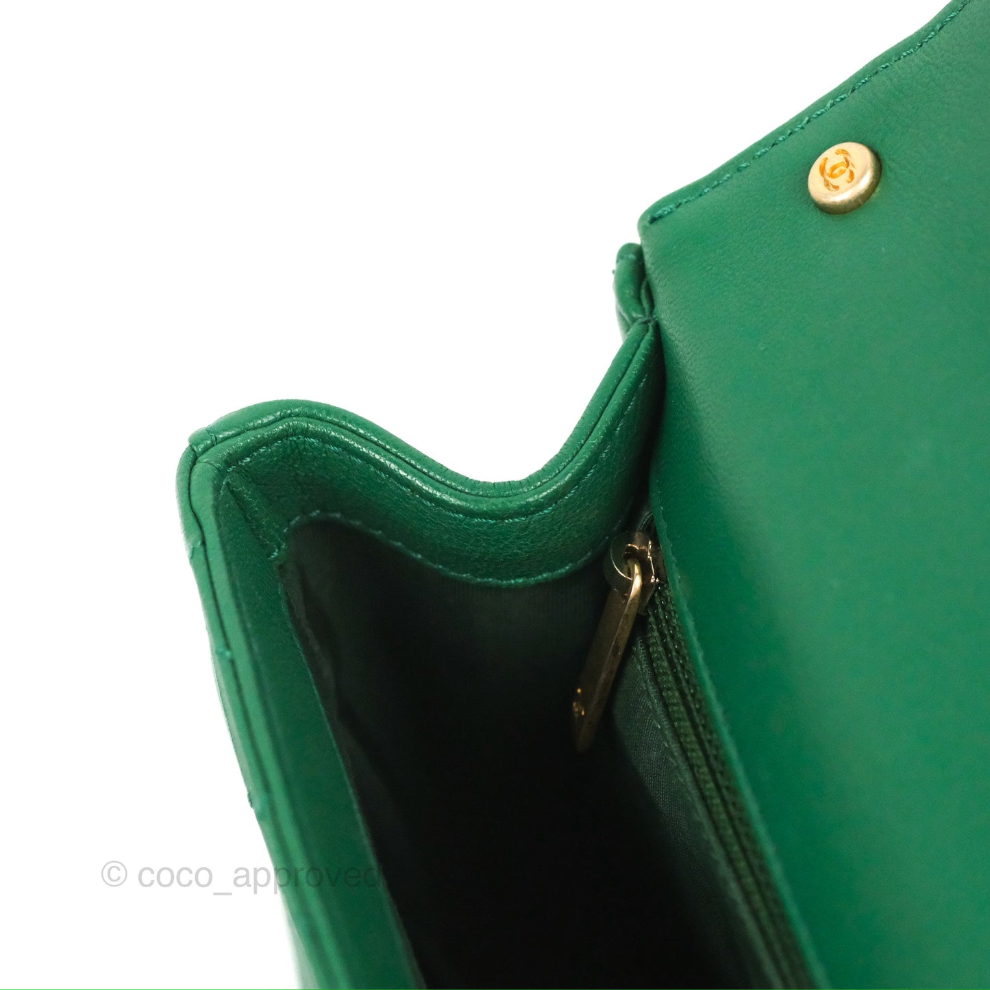 Chanel Chain Infinity Top Handle Bag Green Lambskin Aged Gold Hardware