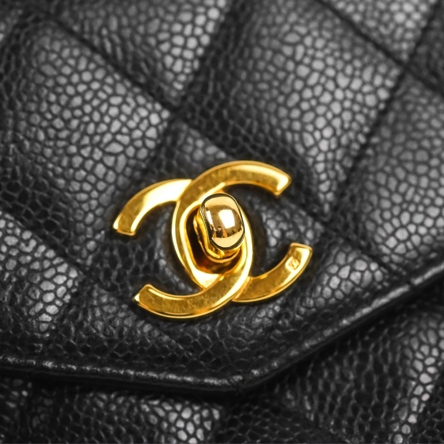 Chanel Vintage Belt Bag Quilted Black Caviar 24K Gold Hardware