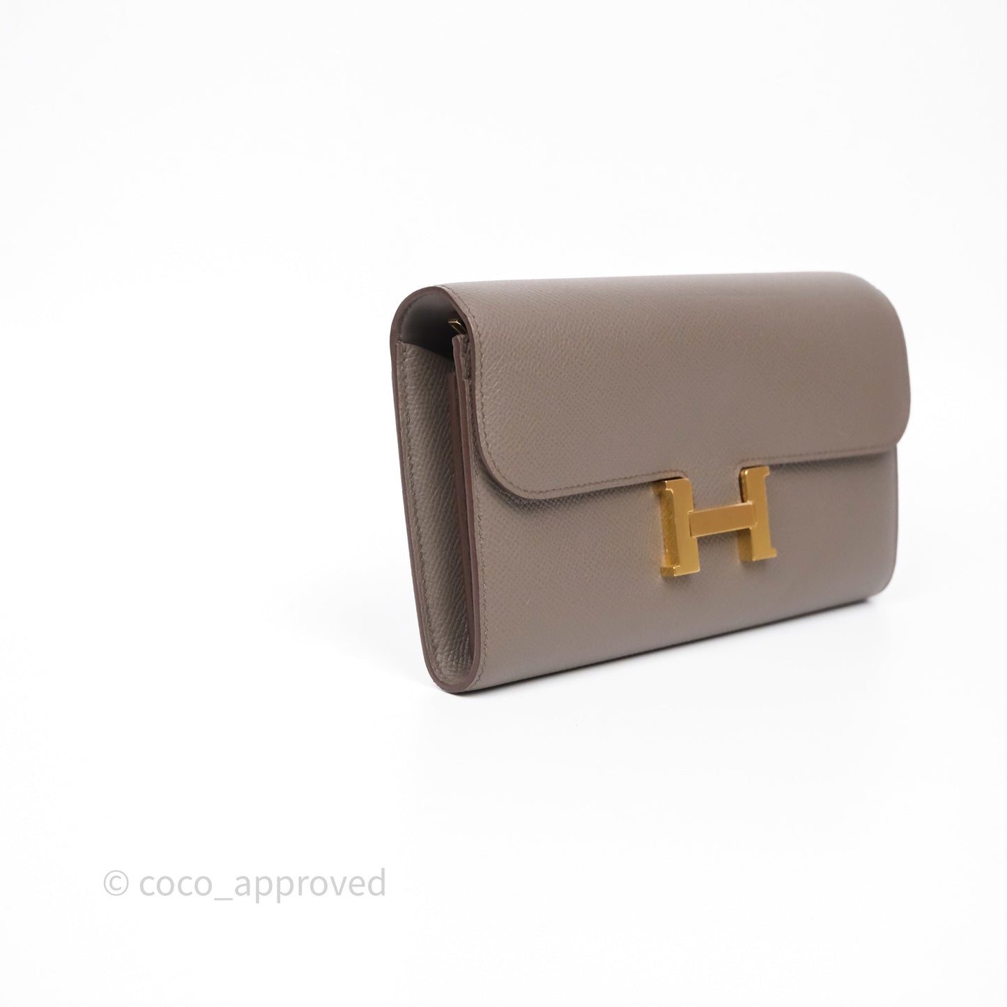 Hermès Constance To Go Wallet Gris Etain 8F Epsom Gold hardware