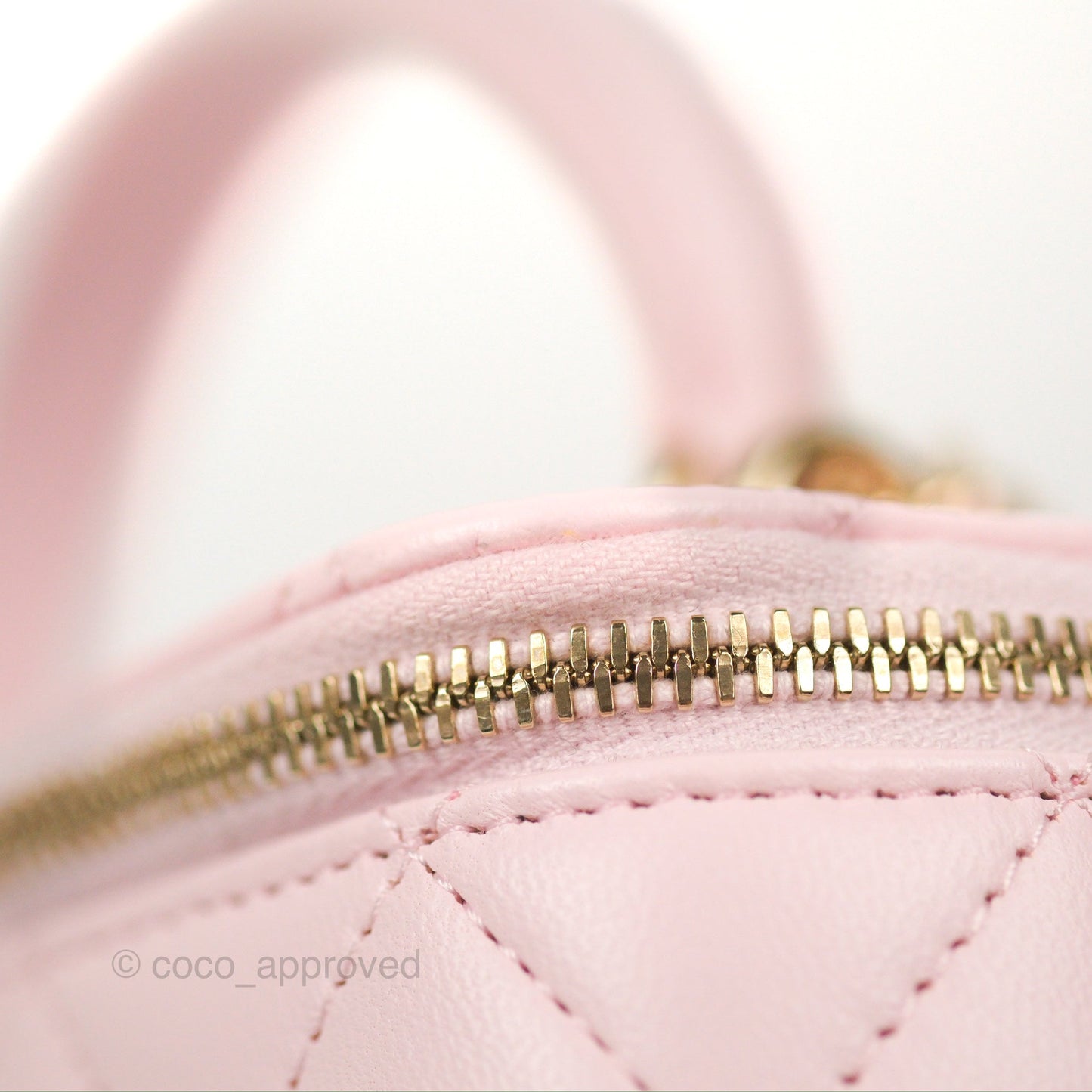 Chanel Vanity Rectangular Top Handle Pink Lambskin Gold Hardware