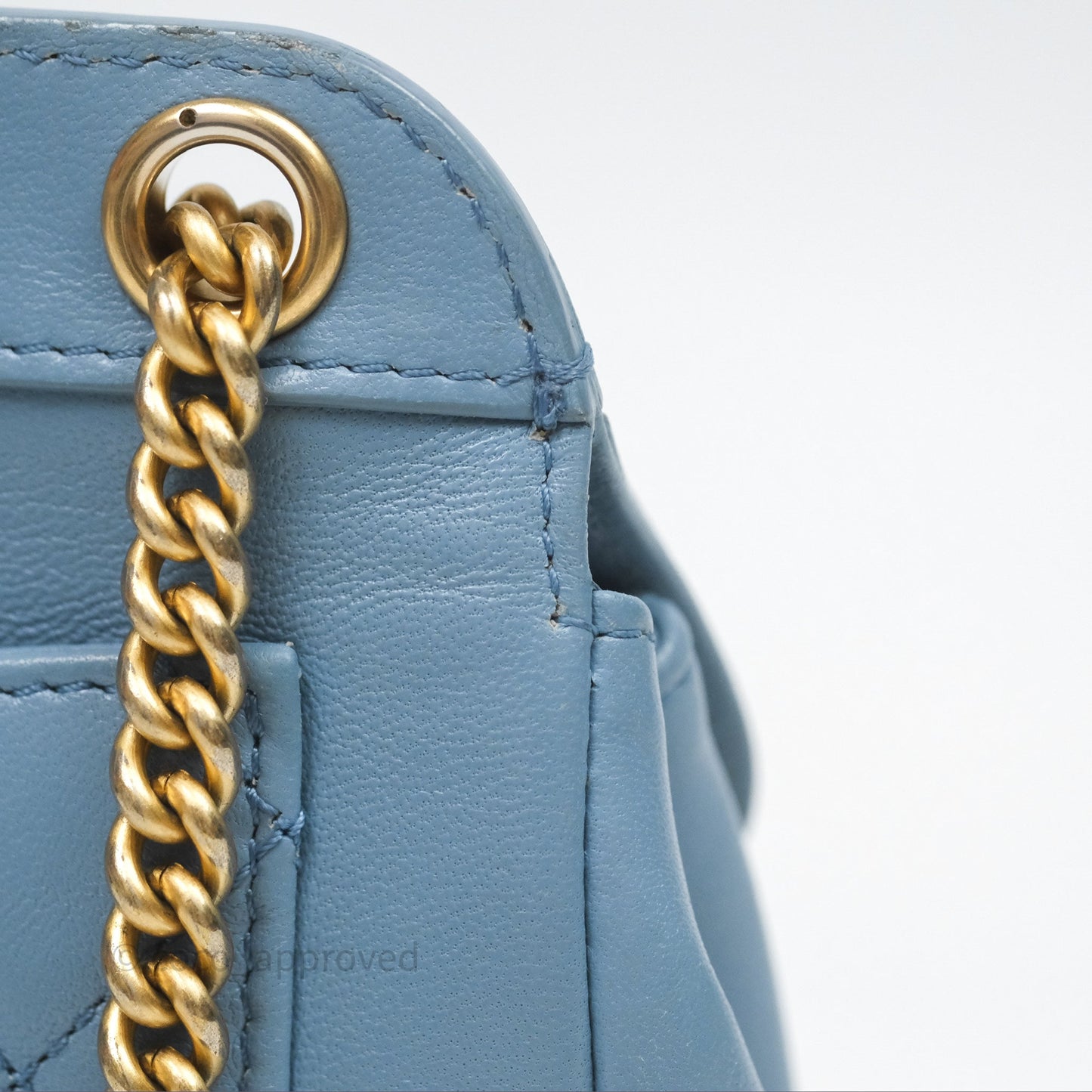Chanel Curved Flap Bag Blue Lambskin Aged Gold Hardware