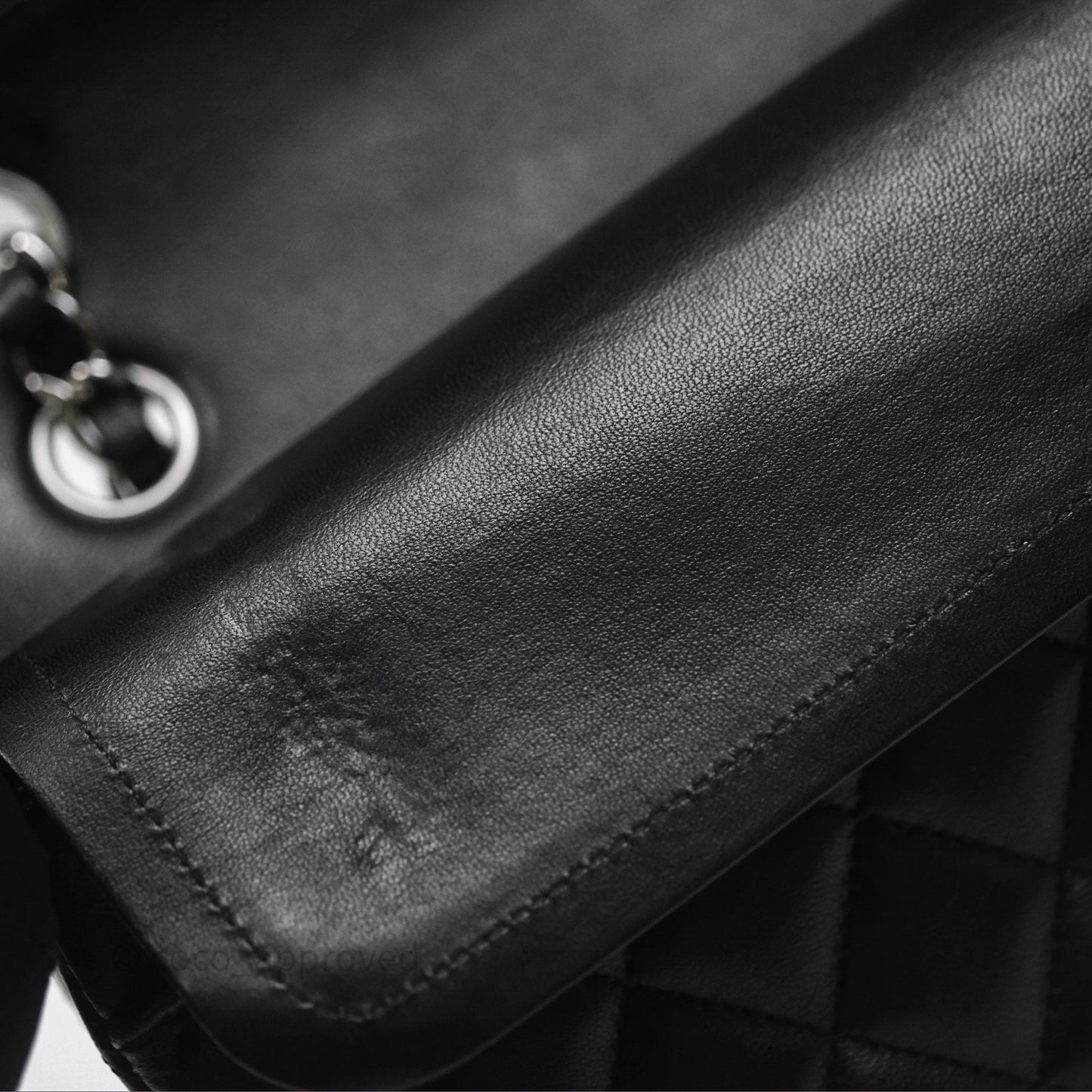 Chanel Classic M/L Medium Flap Quilted Black Lambskin Silver Hardware