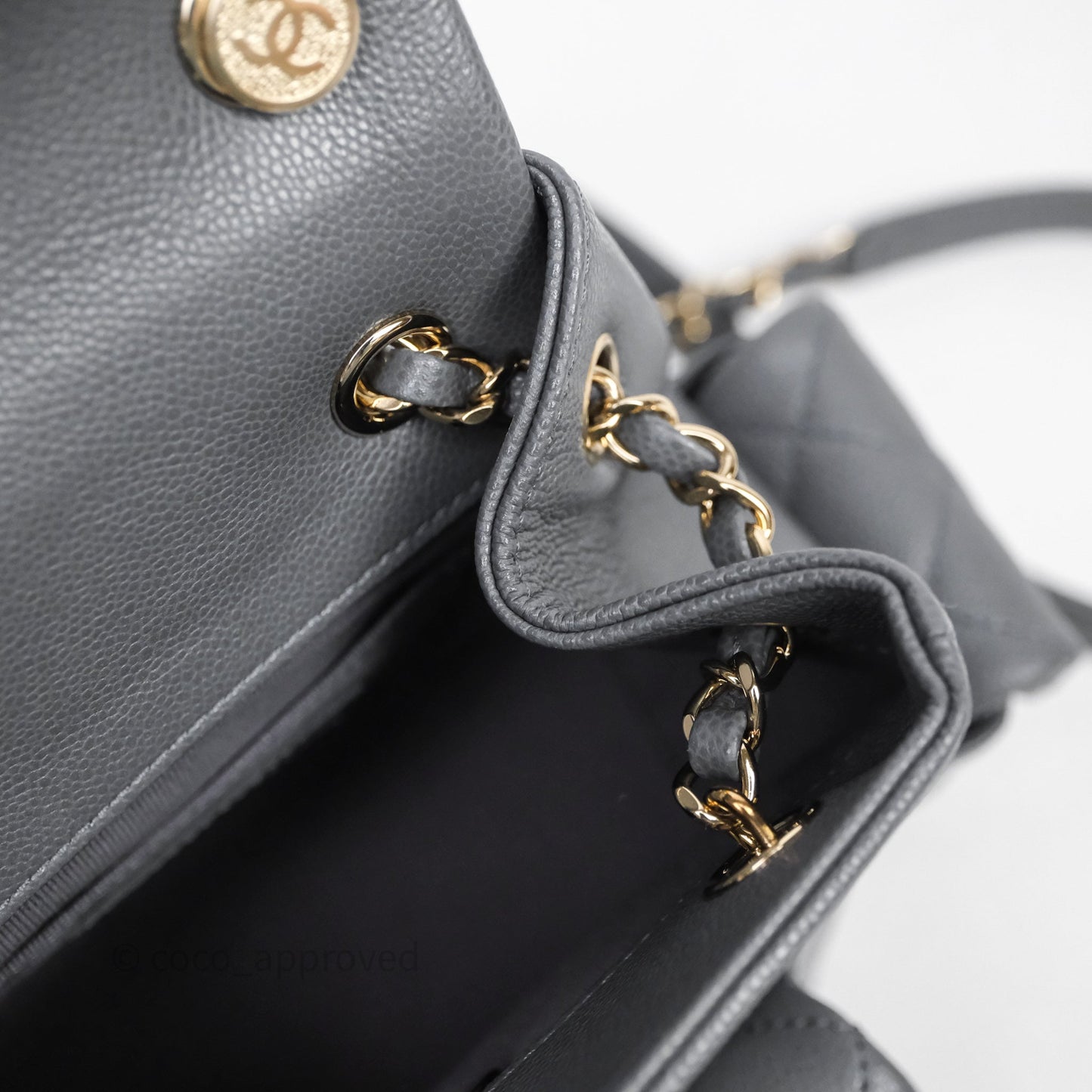 Chanel Small Duma Backpack Dark Grey Caviar Gold Hardware 23K