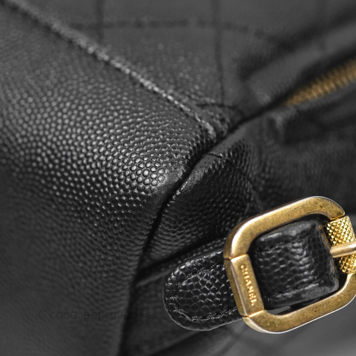 Chanel Small Quilted Filigree Backpack Black Caviar Aged Gold Hardware