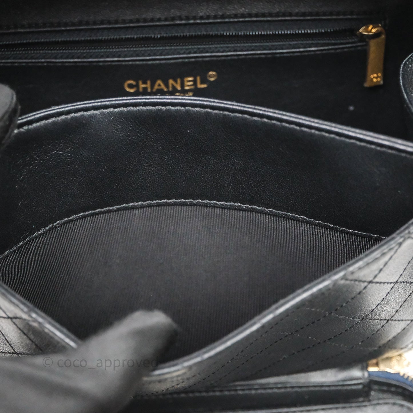 Chanel Quilted Large CC Filigree Vanity Case Navy Black Caviar