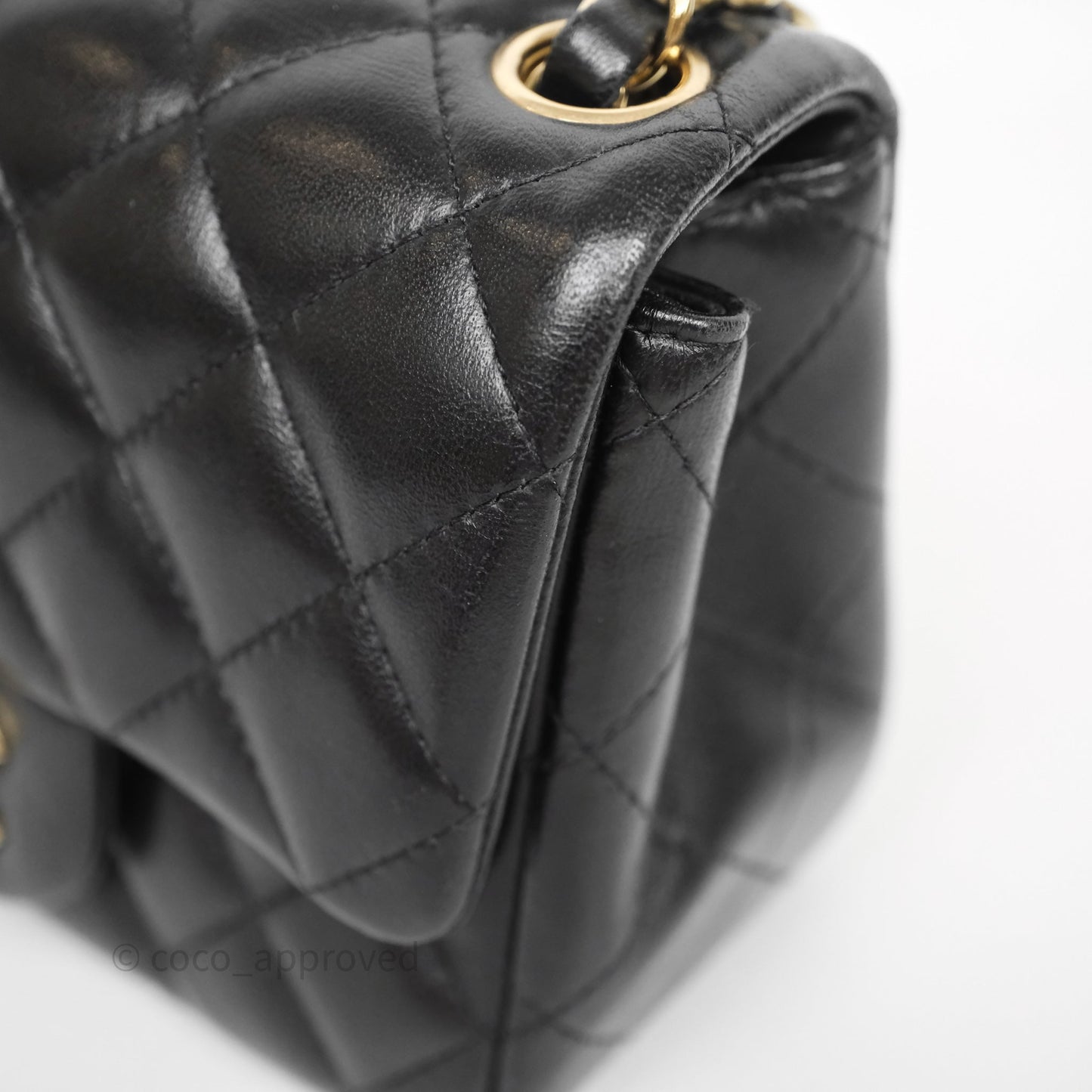 Chanel Mini Square Quilted Black Lambskin Gold Hardware