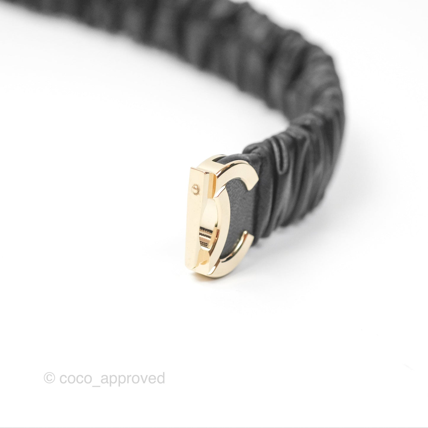 Chanel CC Ruched Belt Black Lambskin Gold Tone 21K
