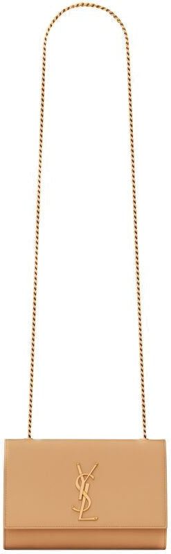 Luxury Saint Laurent Women's Kate Logo Plaque Shoulder Bag in Dk Hummus | 469390BOW0W7019