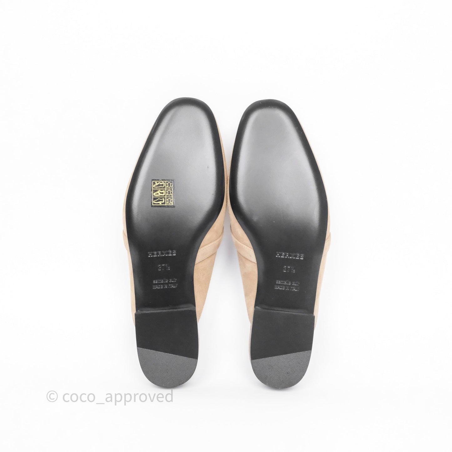 Hermès Oz Velvet Mules in Beige Sable Gold Hardware Size 37.5