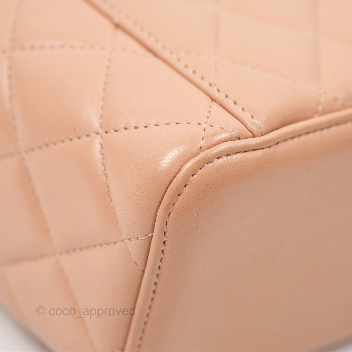 Chanel Vanity Rectangular Top Handle Beige Lambskin Aged Gold Hardware