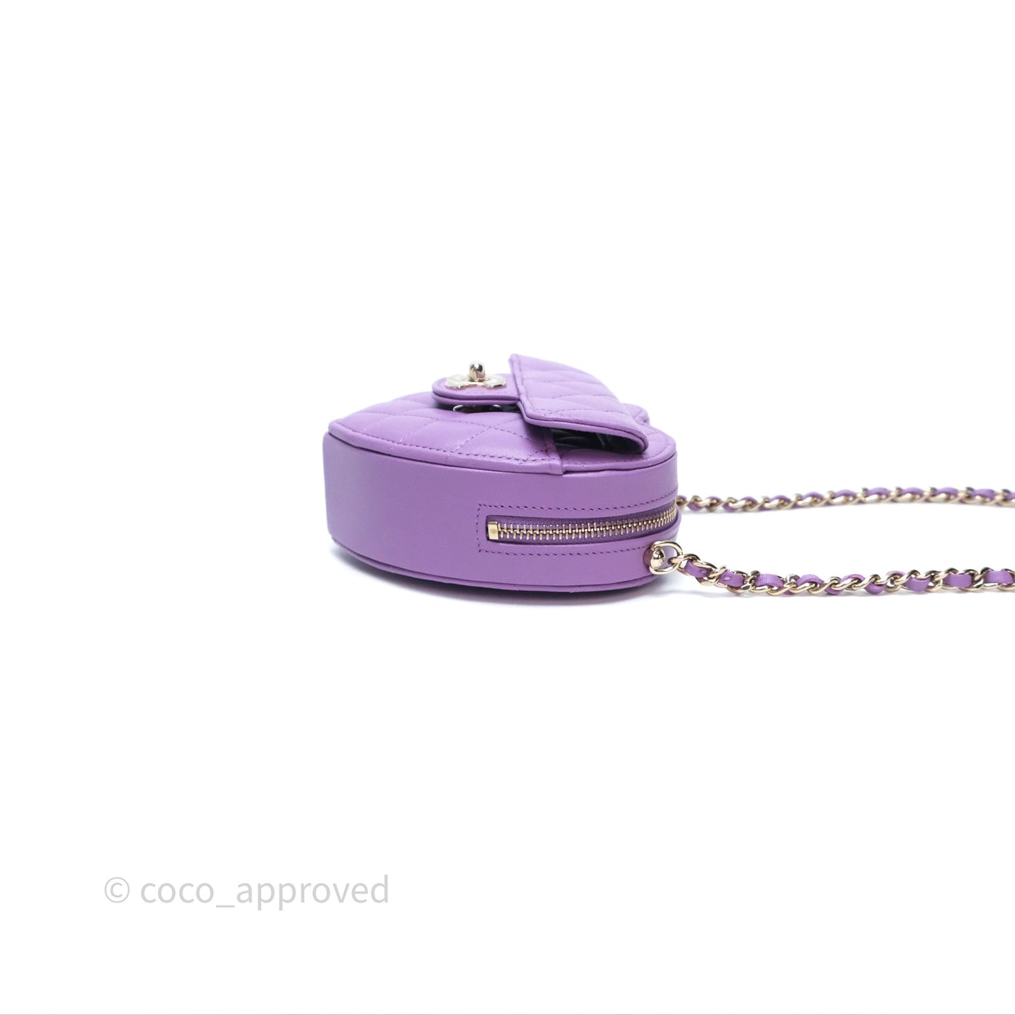 Chanel Small Heart Bag Purple Lambskin Gold Hardware 22S
