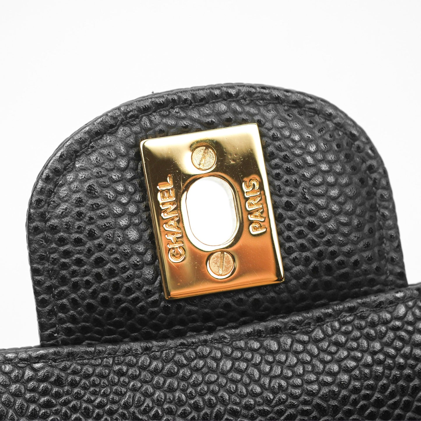 Chanel Classic M/L Medium Flap Quilted Black Caviar Gold Hardware